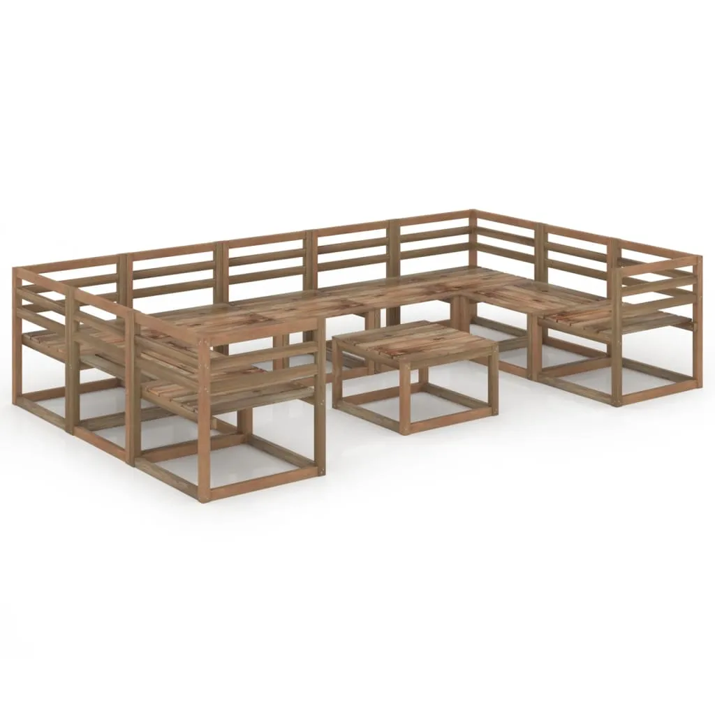 vidaXL Set Salotto da Giardino 10 pz Legno di Pino Impregnato Marrone