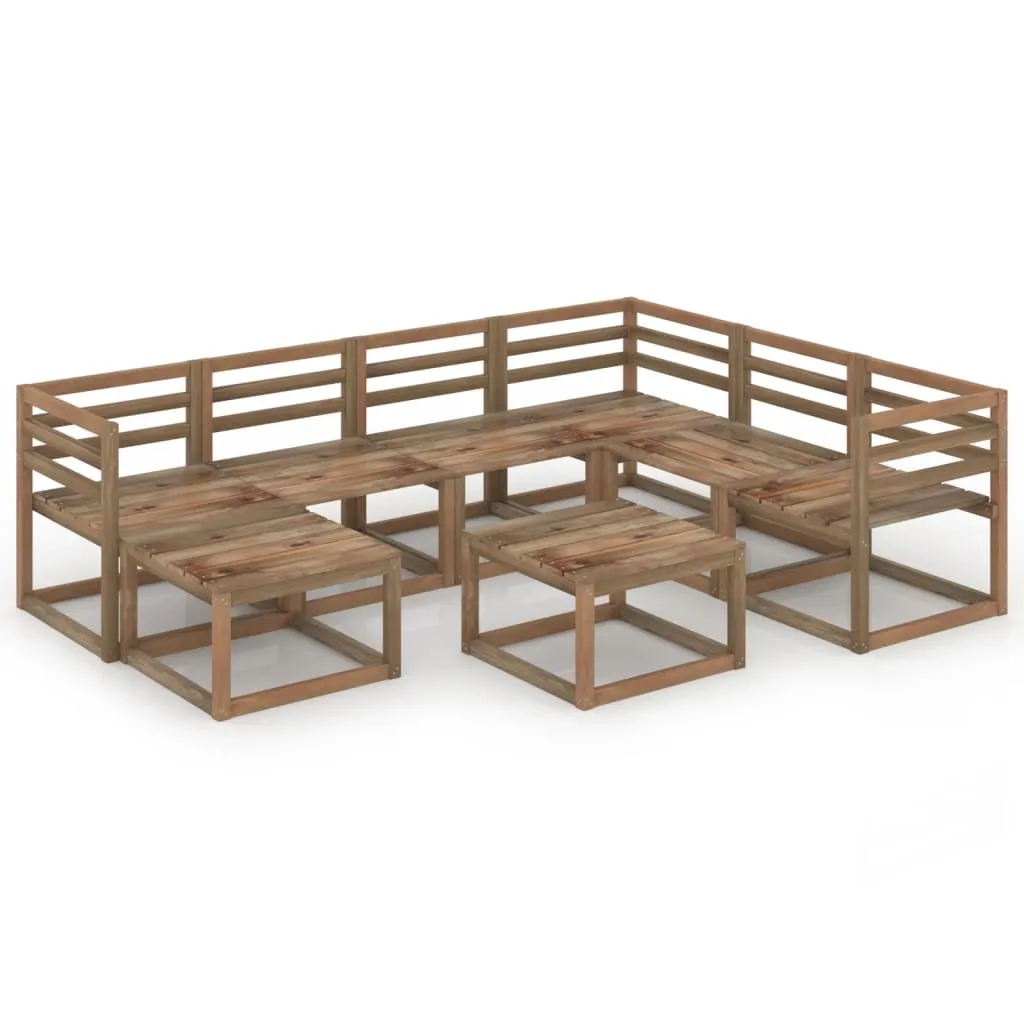 vidaXL Set Salotto da Giardino 8pz in Legno di Pino Impregnato Marrone