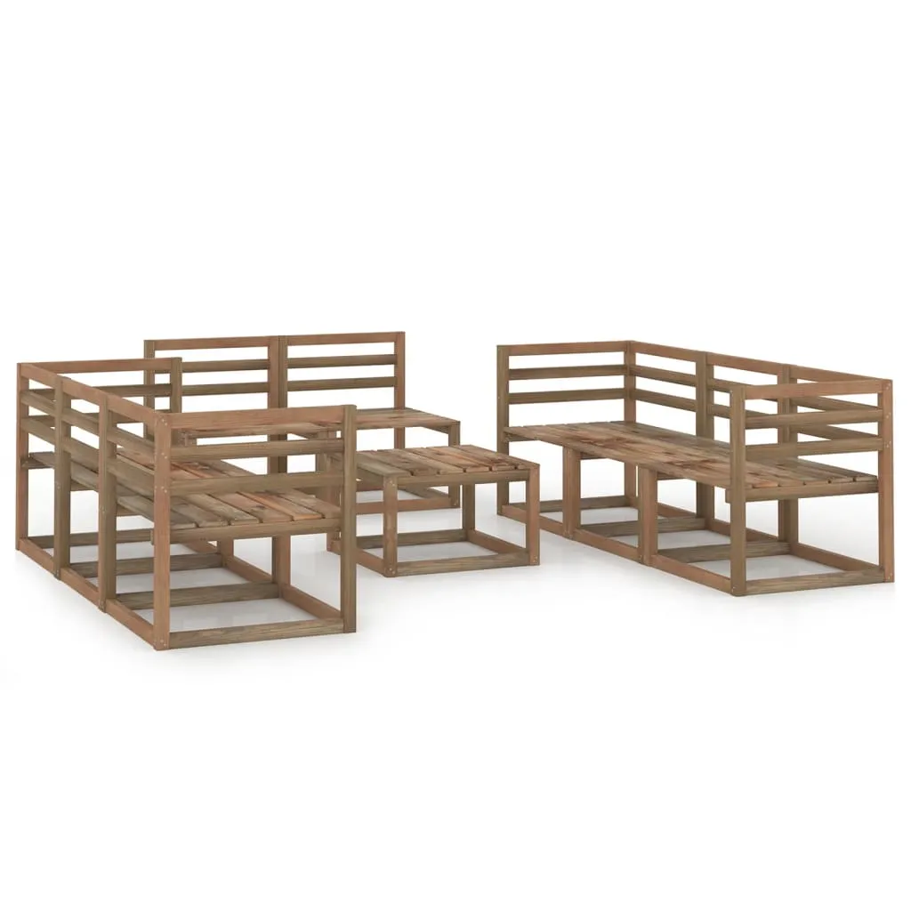 vidaXL Set Salotto da Giardino 9pz in Legno di Pino Impregnato Marrone