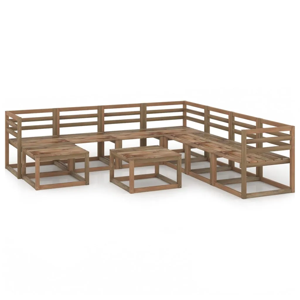 vidaXL Set Salotto da Giardino 9pz in Legno di Pino Impregnato Marrone