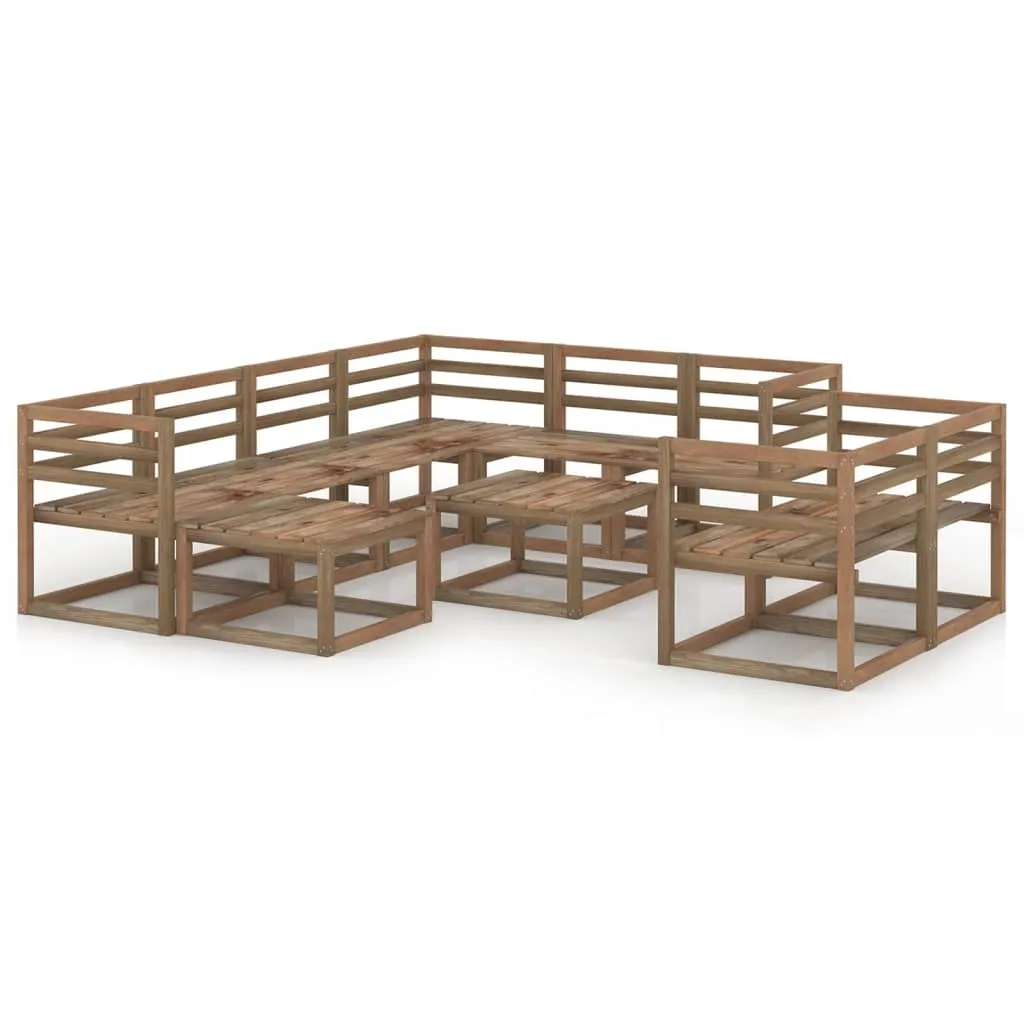 vidaXL Set Salotto da Giardino 10 pz Legno di Pino Impregnato Marrone