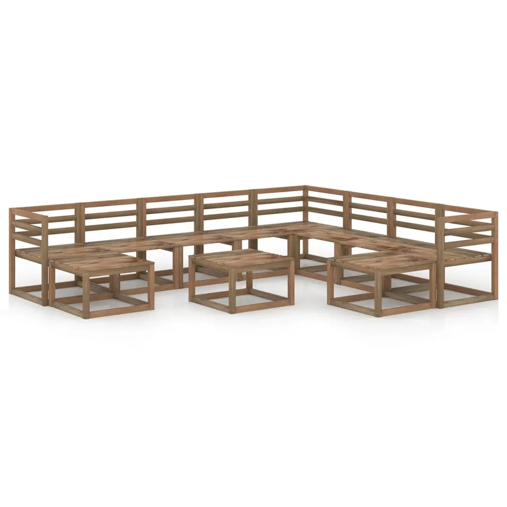 vidaXL Set Salotto da Giardino 11 pz Legno di Pino Impregnato Marrone