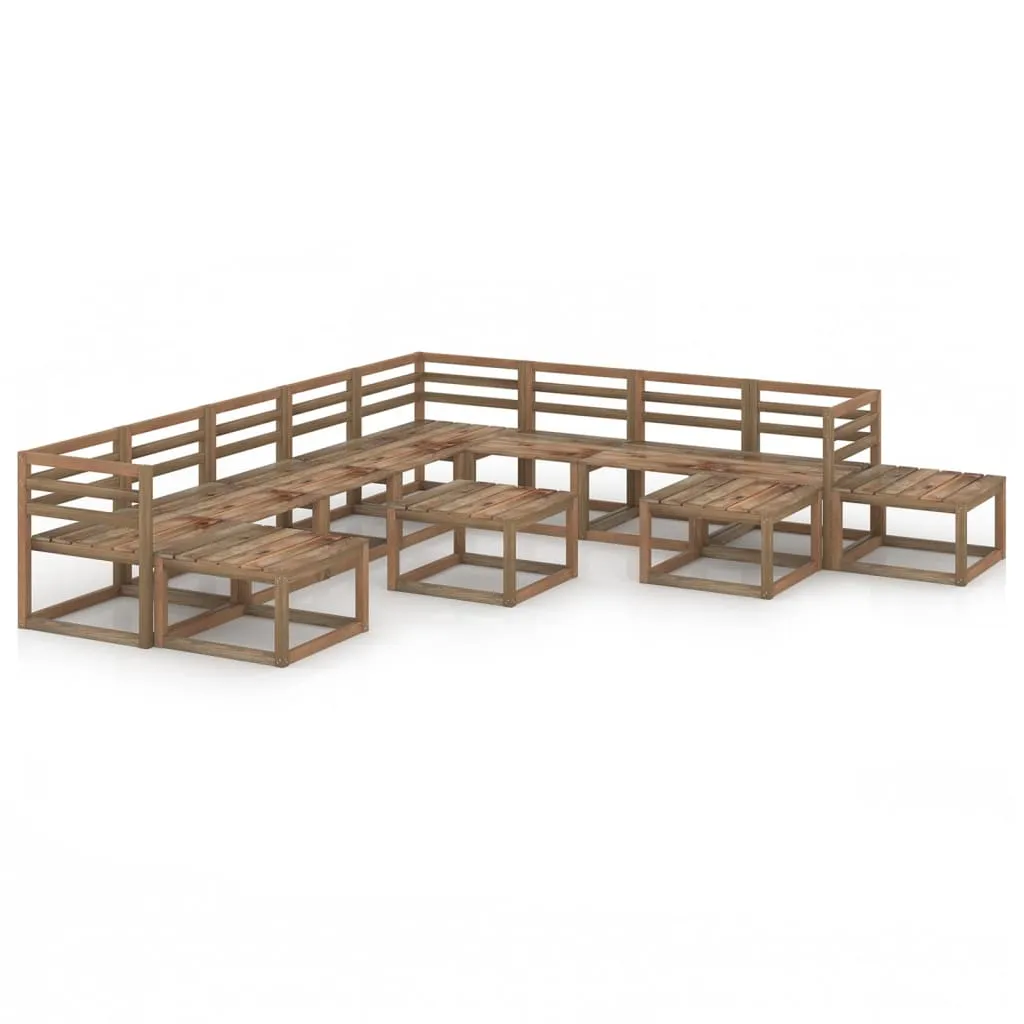 vidaXL Set Salotto da Giardino 12 pz Legno di Pino Impregnato Marrone