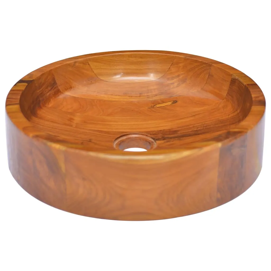 vidaXL Lavabo in Legno Massello di Teak Φ40x10 cm