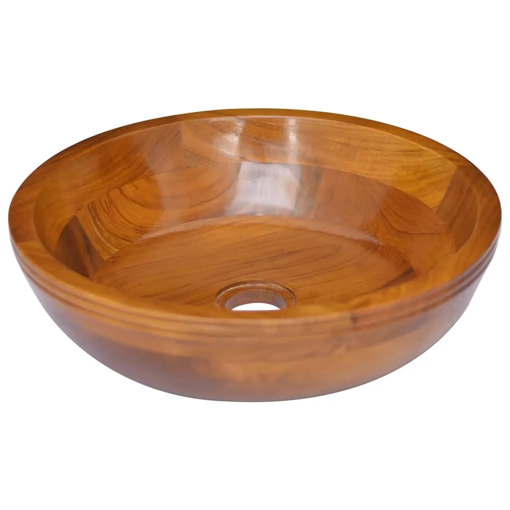 vidaXL Lavabo in Legno Massello di Teak Φ40x10 cm