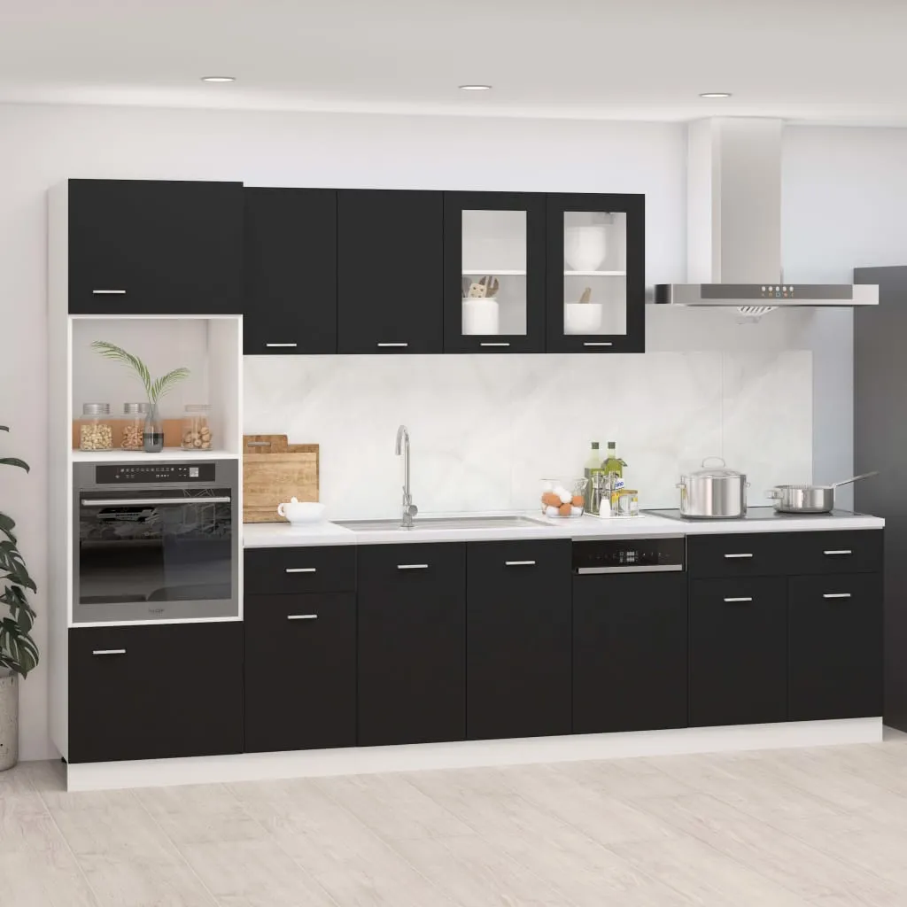 vidaXL Set Armadi da Cucina 7 pz Nero in Truciolato