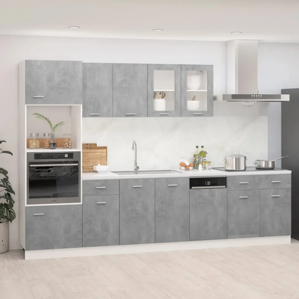 Set Armadi da Cucina 7 pz Grigio Cemento in Truciolato