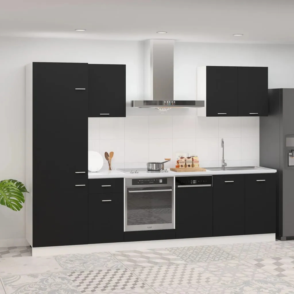 vidaXL Set Armadi da Cucina 7 pz Nero in Truciolato