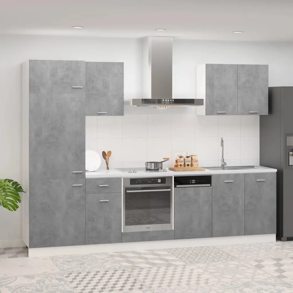 Set Armadi da Cucina 7 pz Grigio Cemento in Truciolato