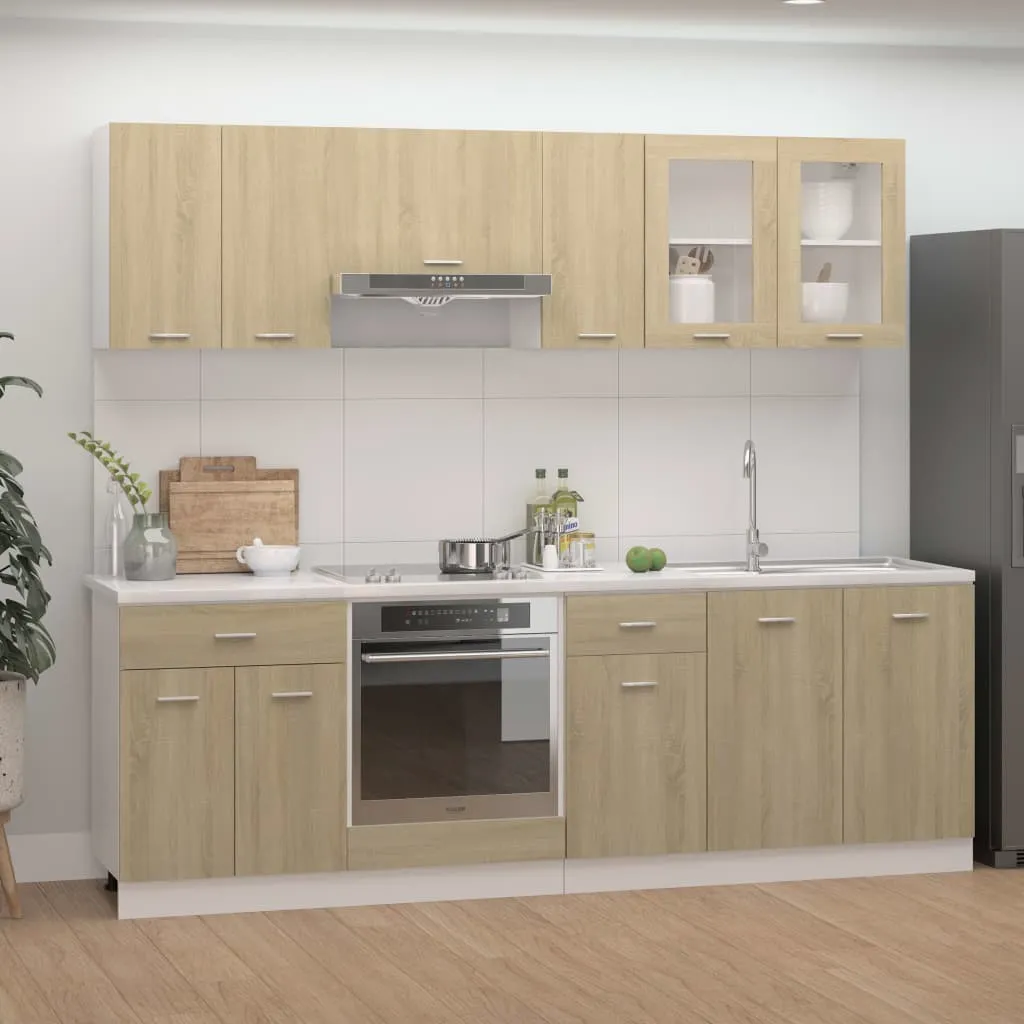 vidaXL Set Armadi da Cucina 8 pz Rovere Sonoma in Truciolato