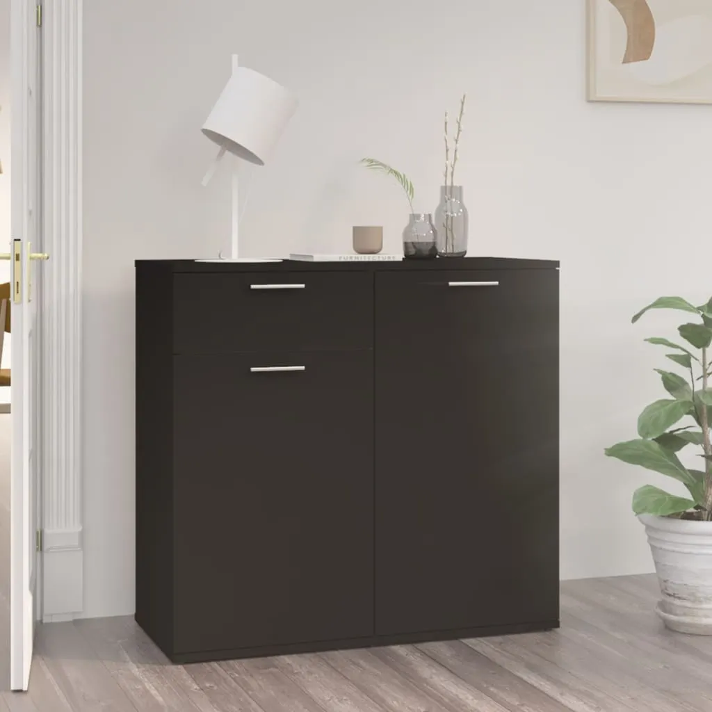 vidaXL Credenza Nera 80x36x75 cm in Legno Multistrato