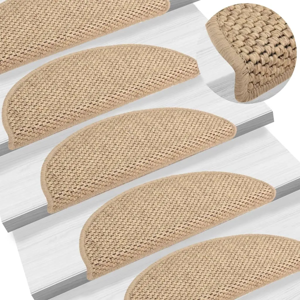 vidaXL Tappeti Autoadesivi Scale Aspetto Sisal 15 pz 56x17x3 cm Sabbia