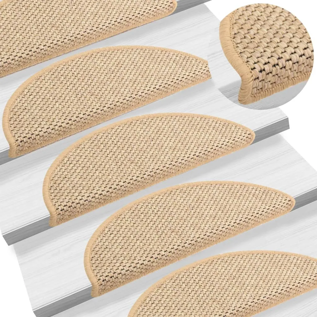 vidaXL Tappeti Adesivi Scale Aspetto Sisal 15pz 56x17x3cm Beige Chiaro