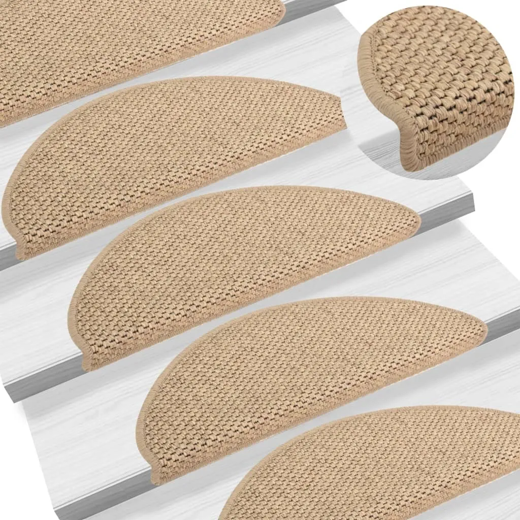 vidaXL Tappeti Autoadesivi Scale Aspetto Sisal 15 pz 65x21x4 cm Sabbia