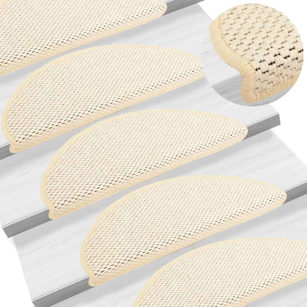 vidaXL Tappeti Autoadesivi Scale Aspetto Sisal 15 pz 65x21x4 cm Crema