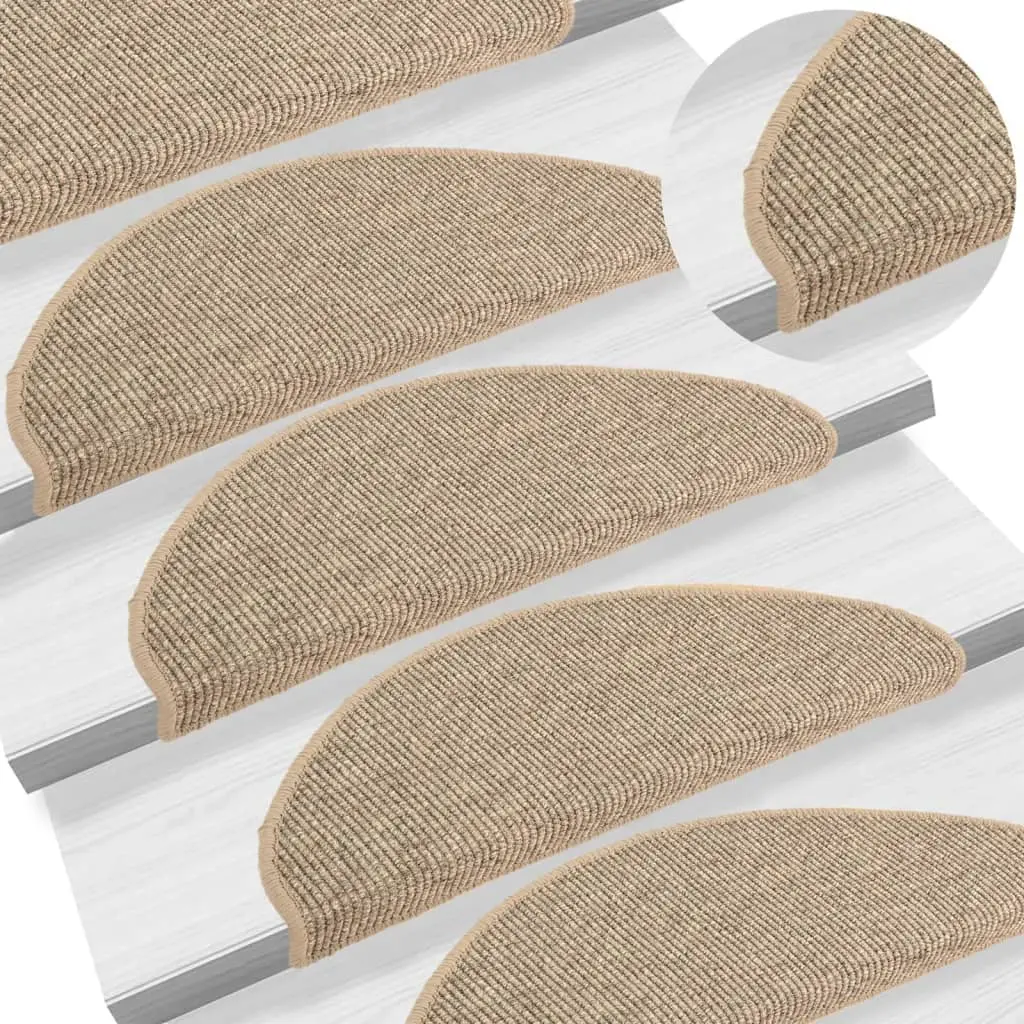 Tappetini Autoadesivi per Scale 15 pz Beige Scuro 65x21x4 cm