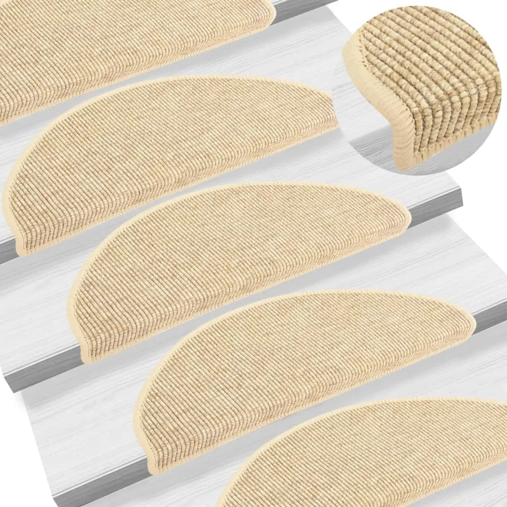 Tappeti Autoadesivi Scale Aspetto Sisal 15 pz 65x21x4 cm Beige