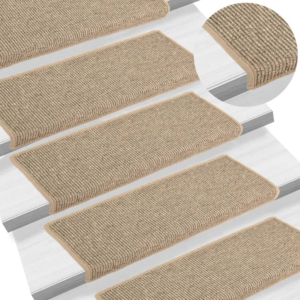 Tappetini Autoadesivi per Scale 15 pz Beige Scuro 65x21x4 cm