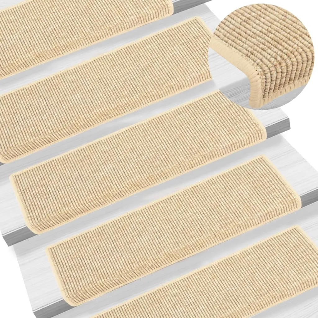 vidaXL Tappeti Adesivi Scale Aspetto Sisal 15pz 65x21x4cm Beige Chiaro