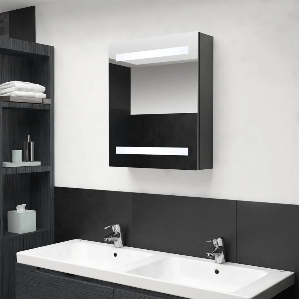 vidaXL Armadietto Bagno con Specchio e LED Grigio 50x14x60 cm