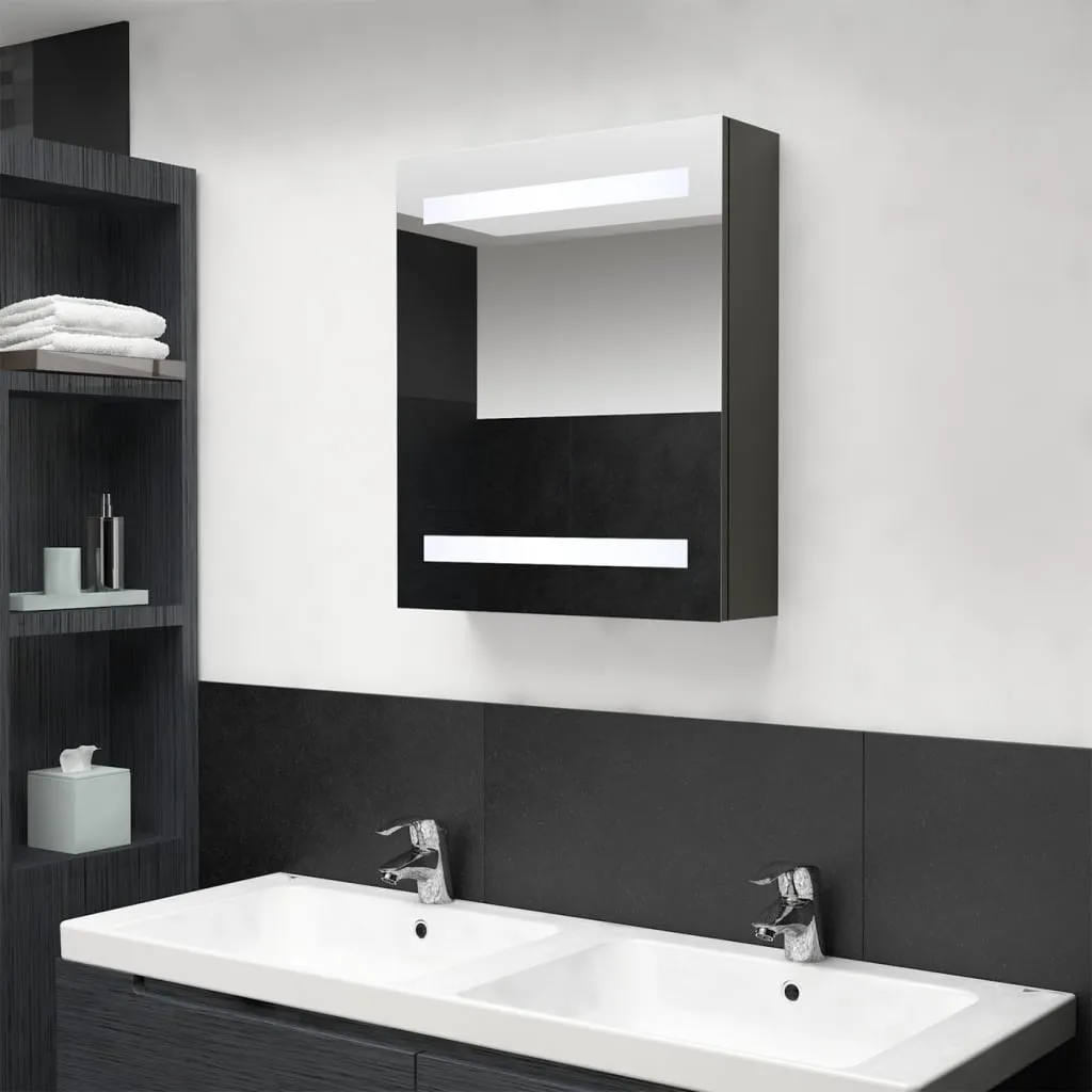 vidaXL Armadietto Bagno con Specchio e LED Antracite 50x14x60 cm