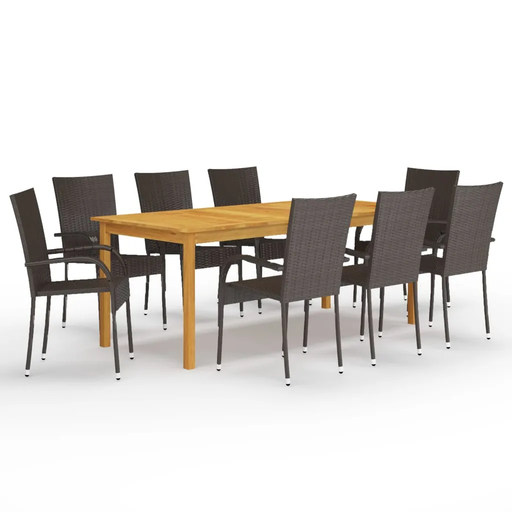 vidaXL Set da Pranzo da Giardino 9 pz Marrone