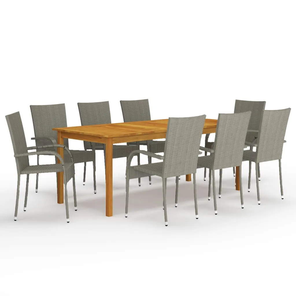 vidaXL Set da Pranzo da Giardino 9 pz Grigio