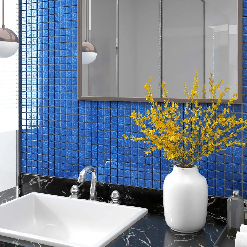 vidaXL Piastrelle Mosaico 22 pz Blu 30x30 cm in Vetro