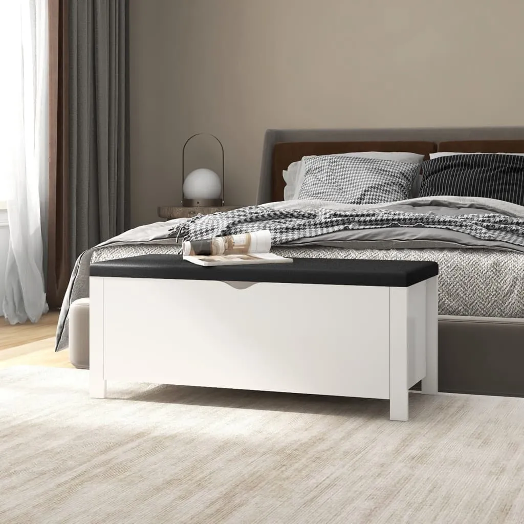 vidaXL Contenitore con Cuscino Bianco 105x40x45cm Legno Multistrato