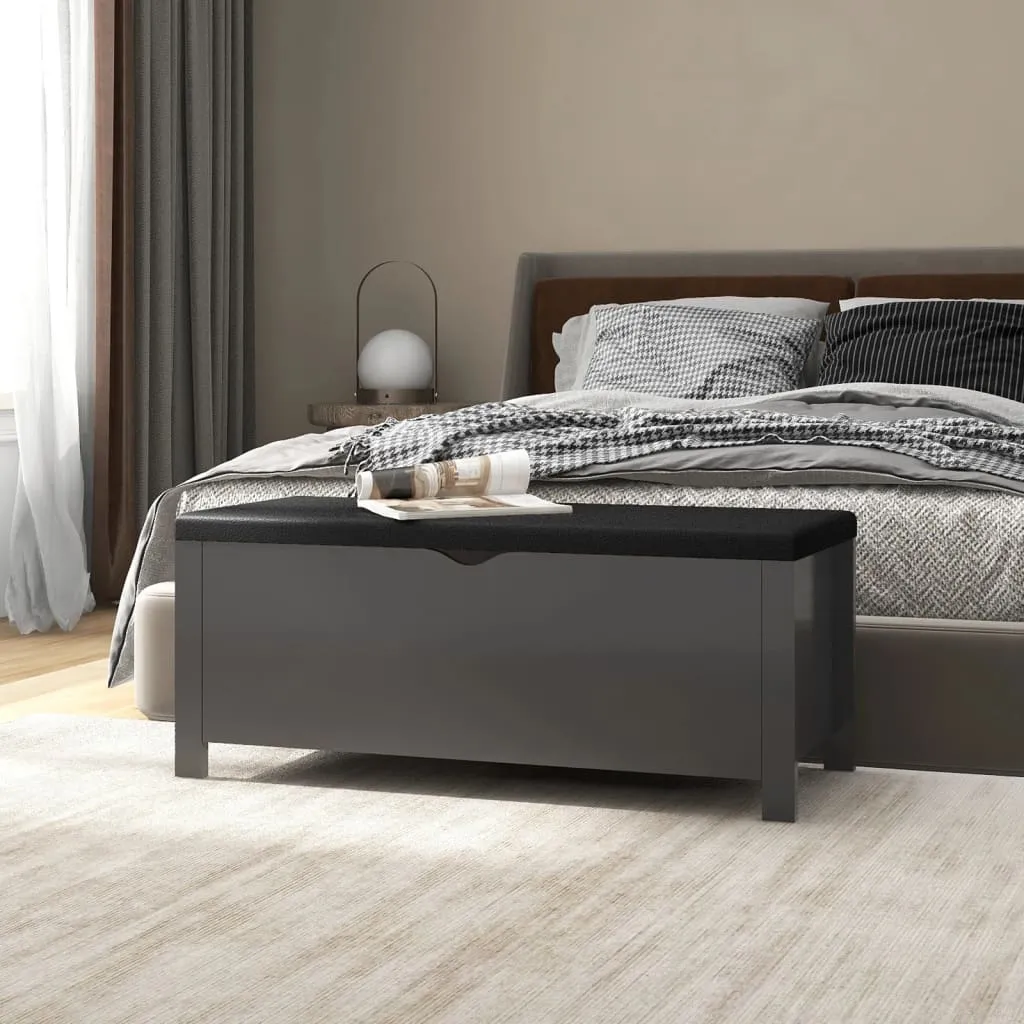 vidaXL Contenitore con Cuscino Grigio 105x40x45cm Legno Multistrato