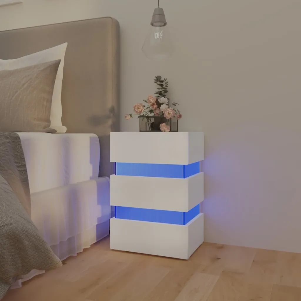 vidaXL Comodino con Luci LED Bianco 45x35x67 cm in Legno Multistrato