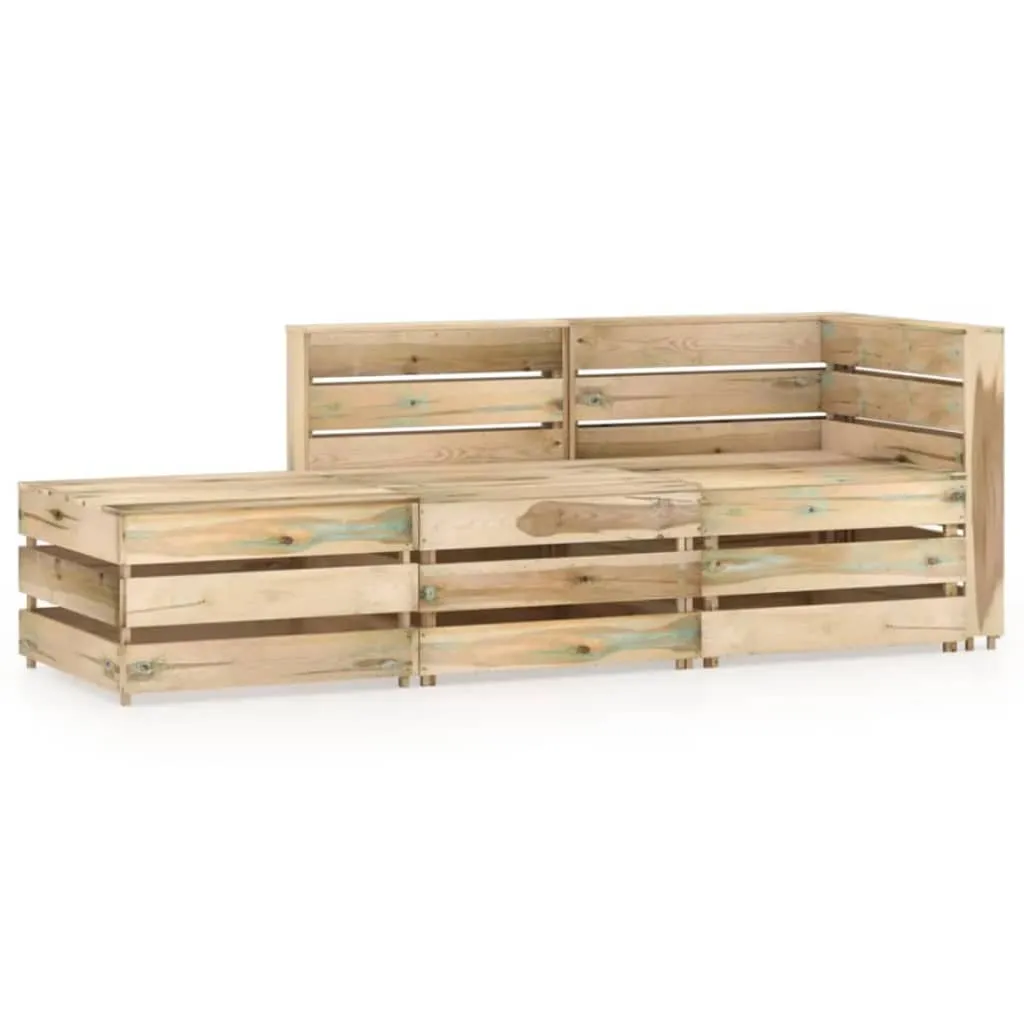 vidaXL Set Salotto da Giardino 3 pz in Legno di Pino Impregnato Verde