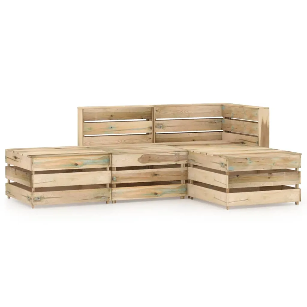 vidaXL Set Salotto da Giardino 4 pz in Legno di Pino Impregnato Verde