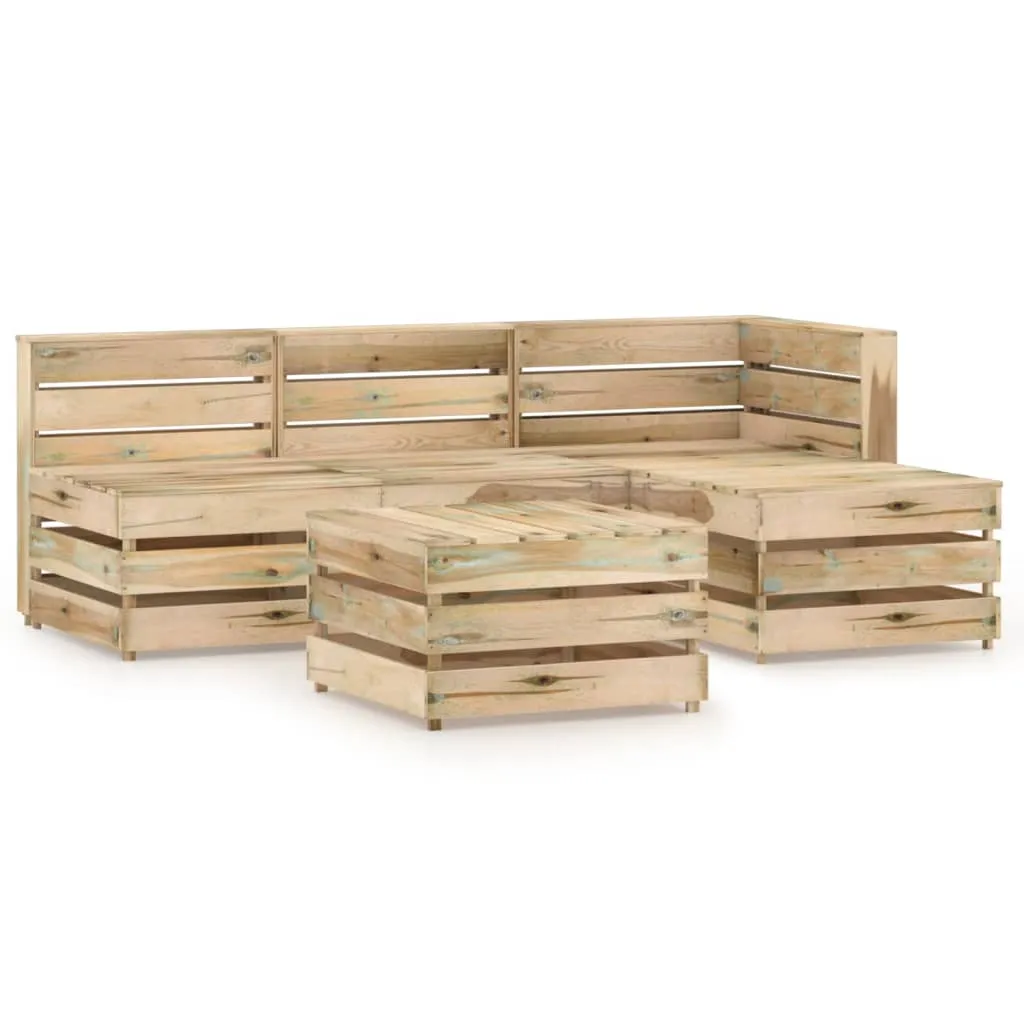 vidaXL Set Salotto da Giardino 5 pz in Legno di Pino Impregnato Verde