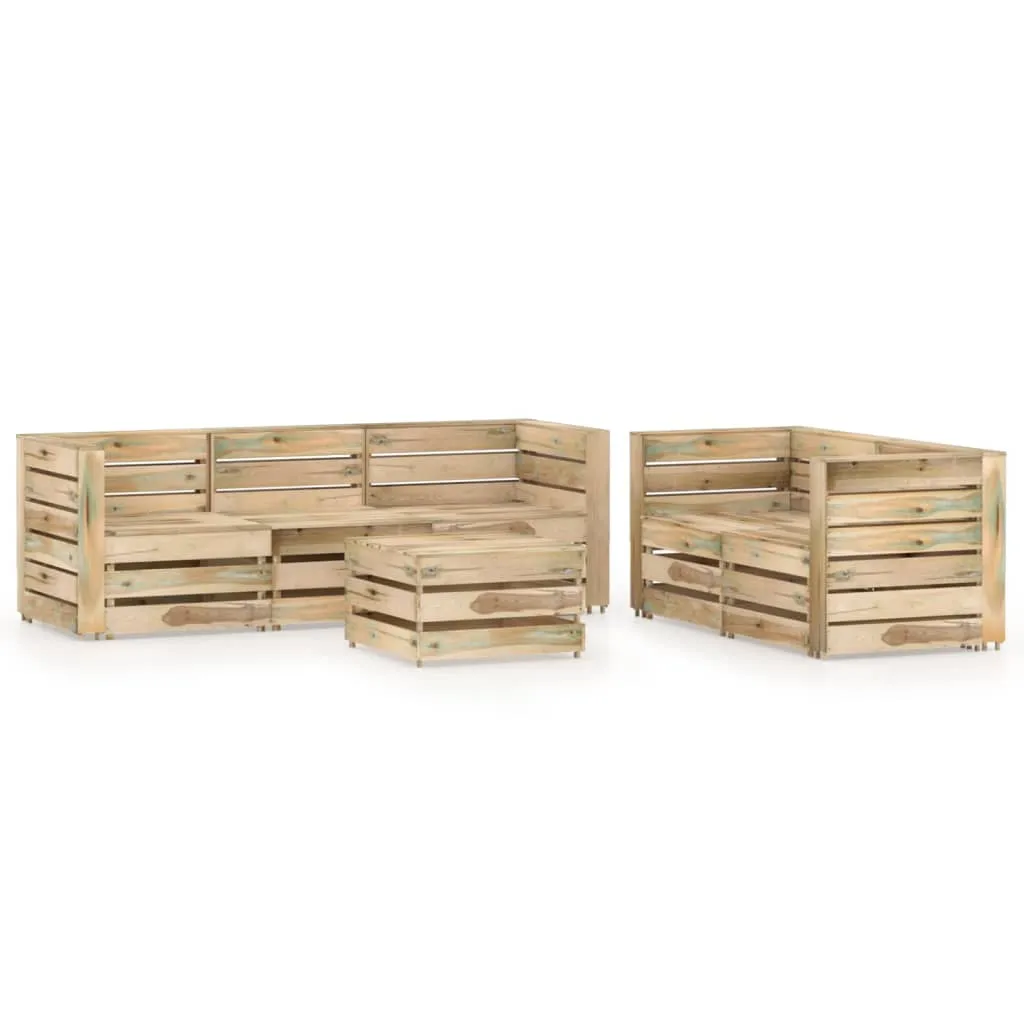 vidaXL Set Salotto da Giardino 6 pz in Legno di Pino Impregnato Verde