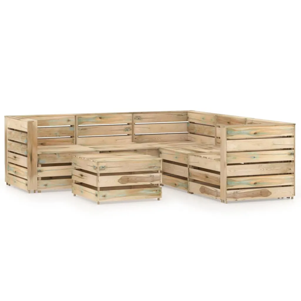 vidaXL Set Salotto da Giardino 6 pz in Legno di Pino Impregnato Verde