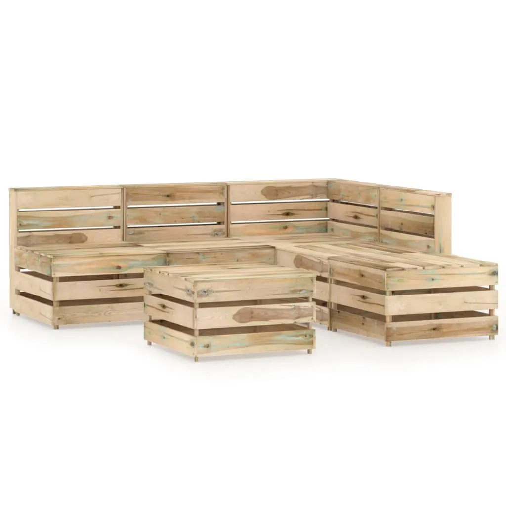 vidaXL Set Salotto da Giardino 6 pz in Legno di Pino Impregnato Verde