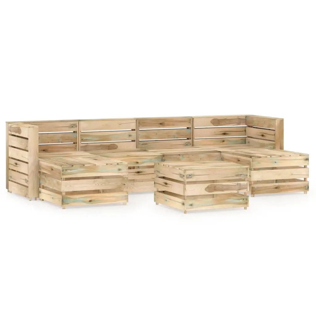 vidaXL Set Salotto da Giardino 7 pz in Legno di Pino Impregnato Verde