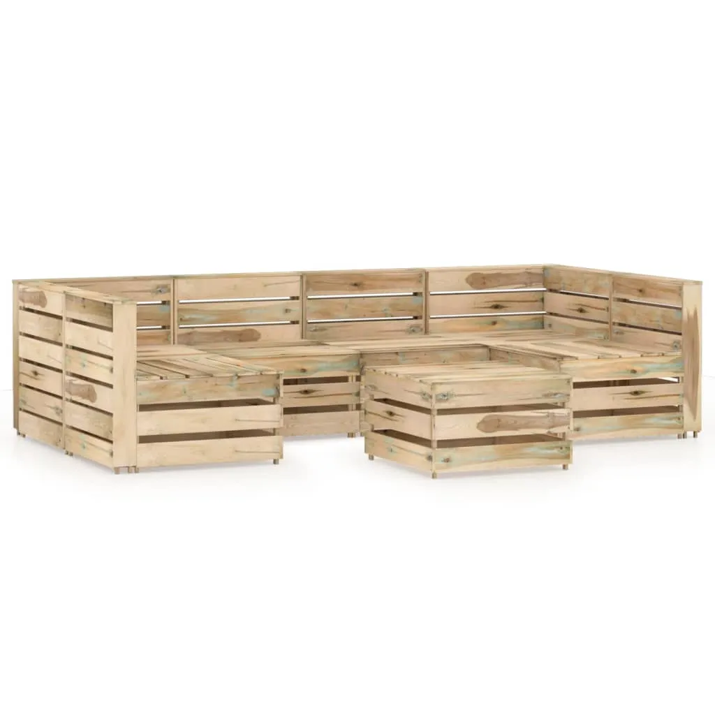 vidaXL Set Salotto da Giardino 7 pz in Legno di Pino Impregnato Verde