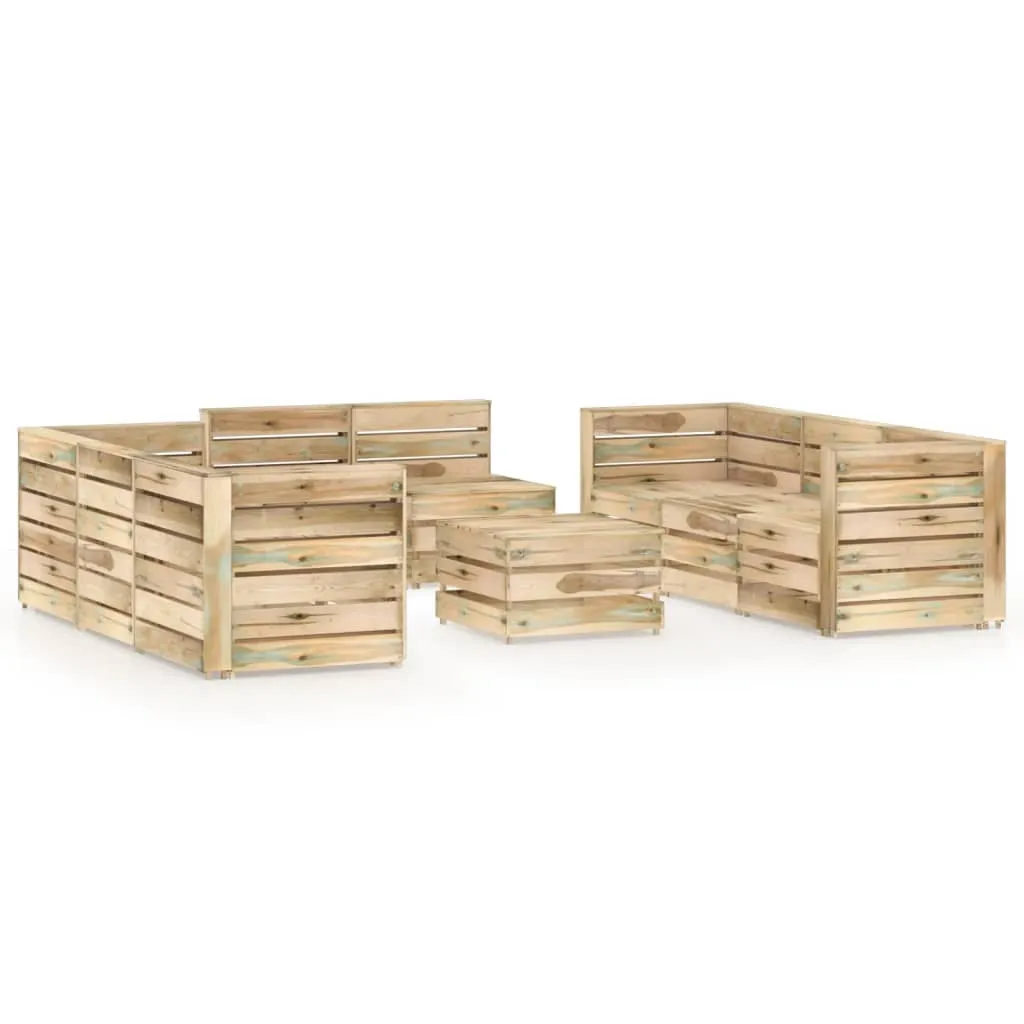 vidaXL Set Salotto da Giardino 9 pz in Legno di Pino Impregnato Verde