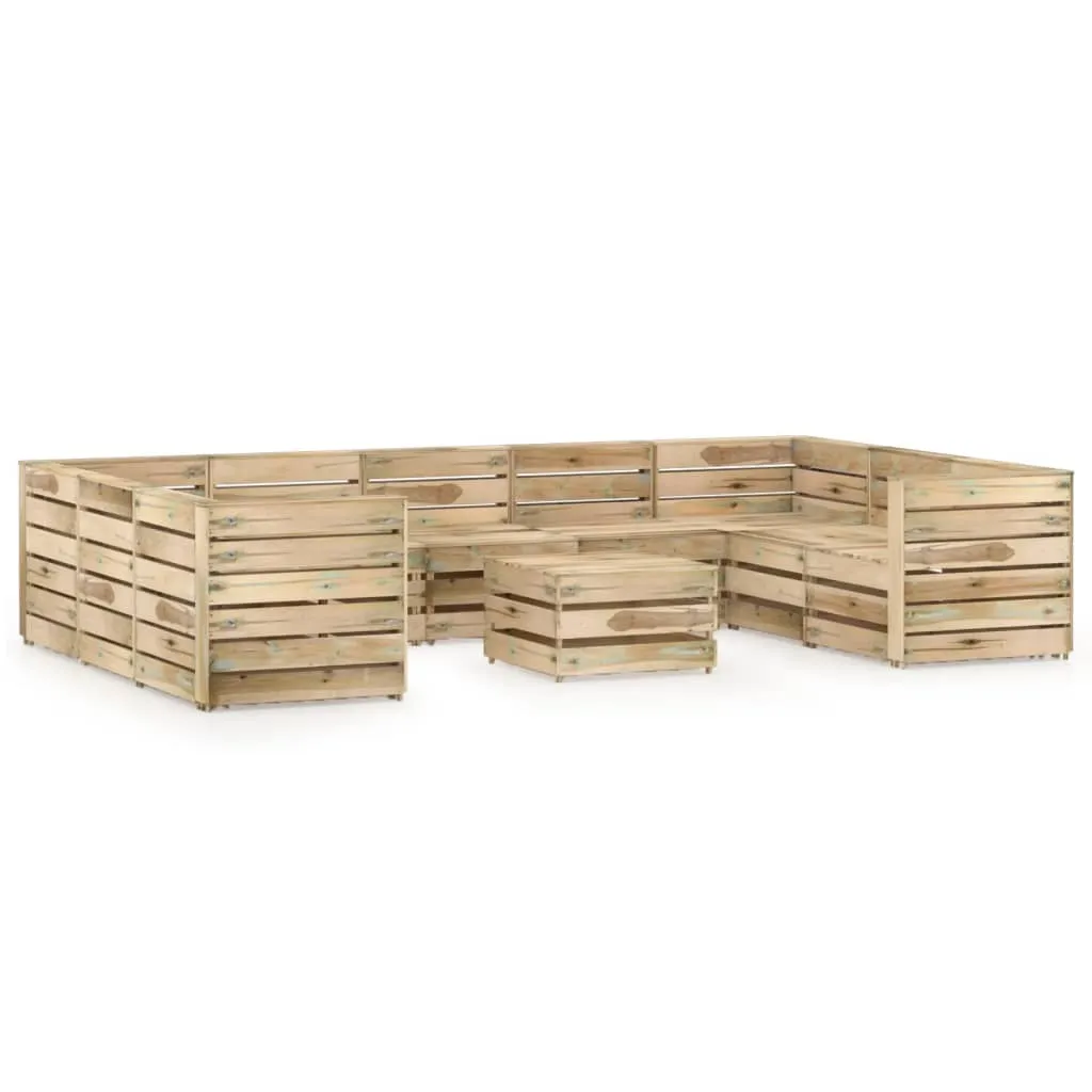 vidaXL Set Salotto da Giardino 10 pz in Legno di Pino Impregnato Verde