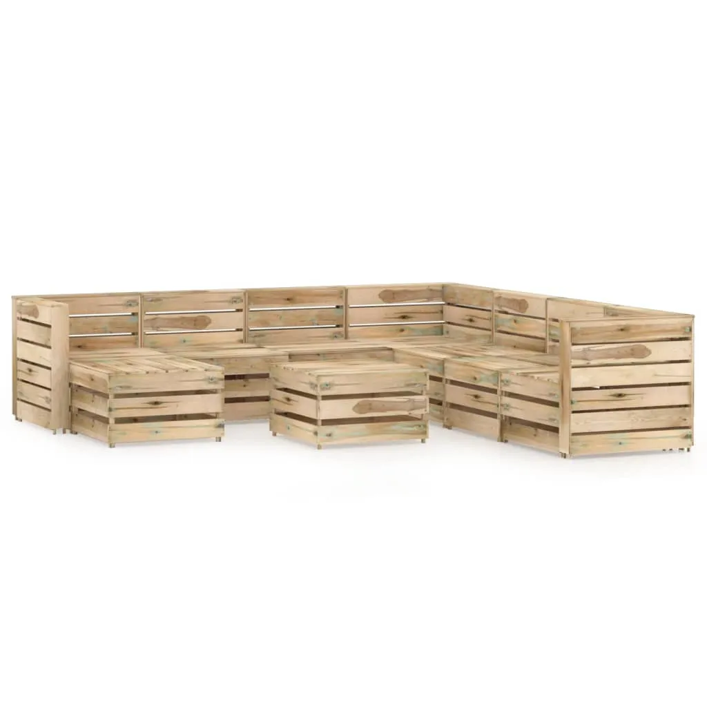 vidaXL Set Salotto da Giardino 9 pz in Legno di Pino Impregnato Verde