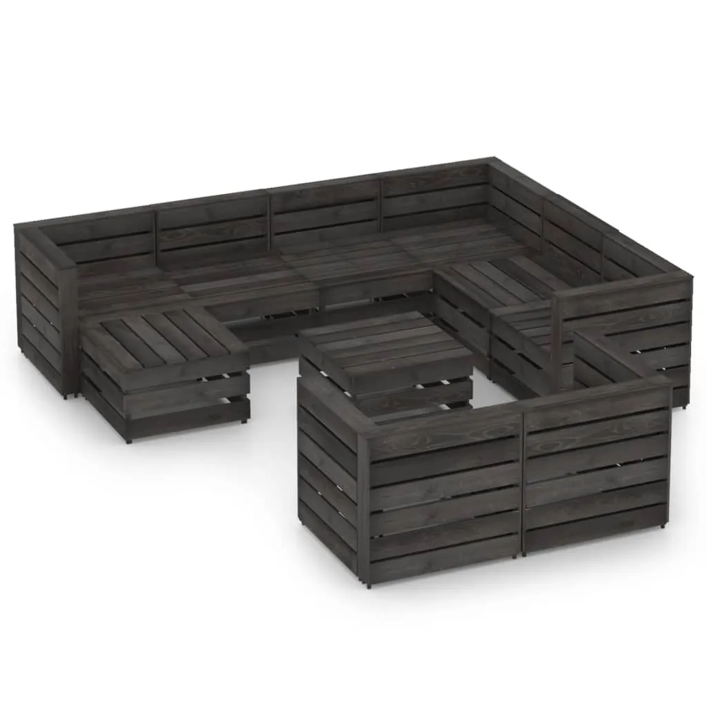 vidaXL Set Salotto da Giardino 10pz in Legno di Pino Impregnato Grigio