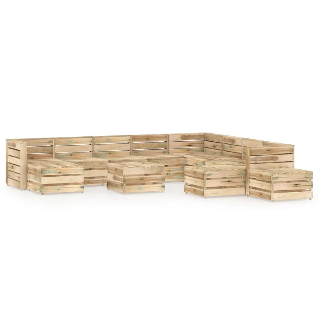 vidaXL Set Salotto da Giardino 12 pz in Legno di Pino Impregnato Verde