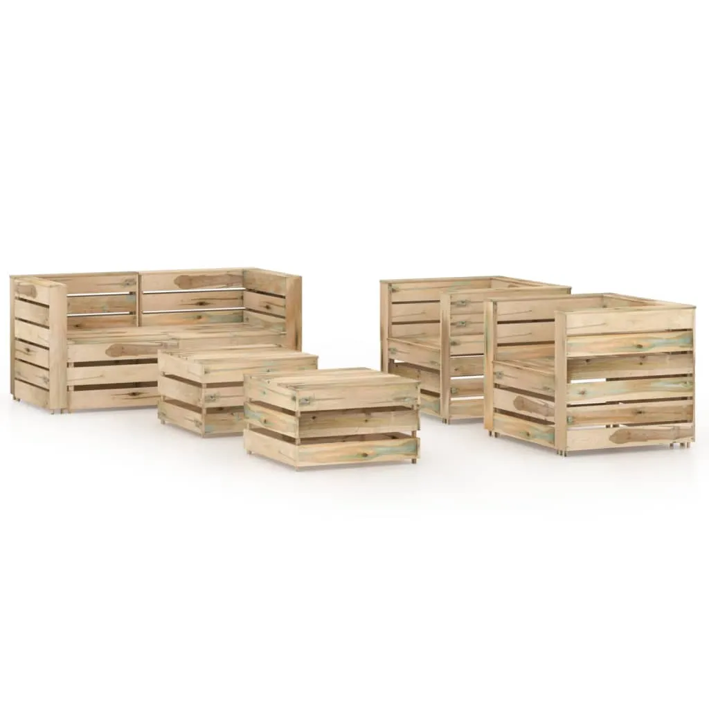 vidaXL Set Salotto da Giardino 6 pz in Legno di Pino Impregnato Verde