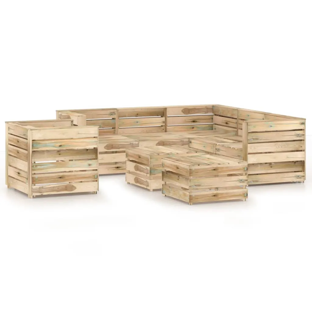 vidaXL Set Salotto da Giardino 8 pz in Legno di Pino Impregnato Verde