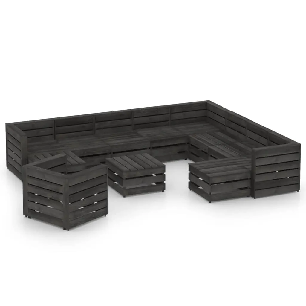 vidaXL Set Salotto da Giardino 12pz in Legno di Pino Impregnato Grigio