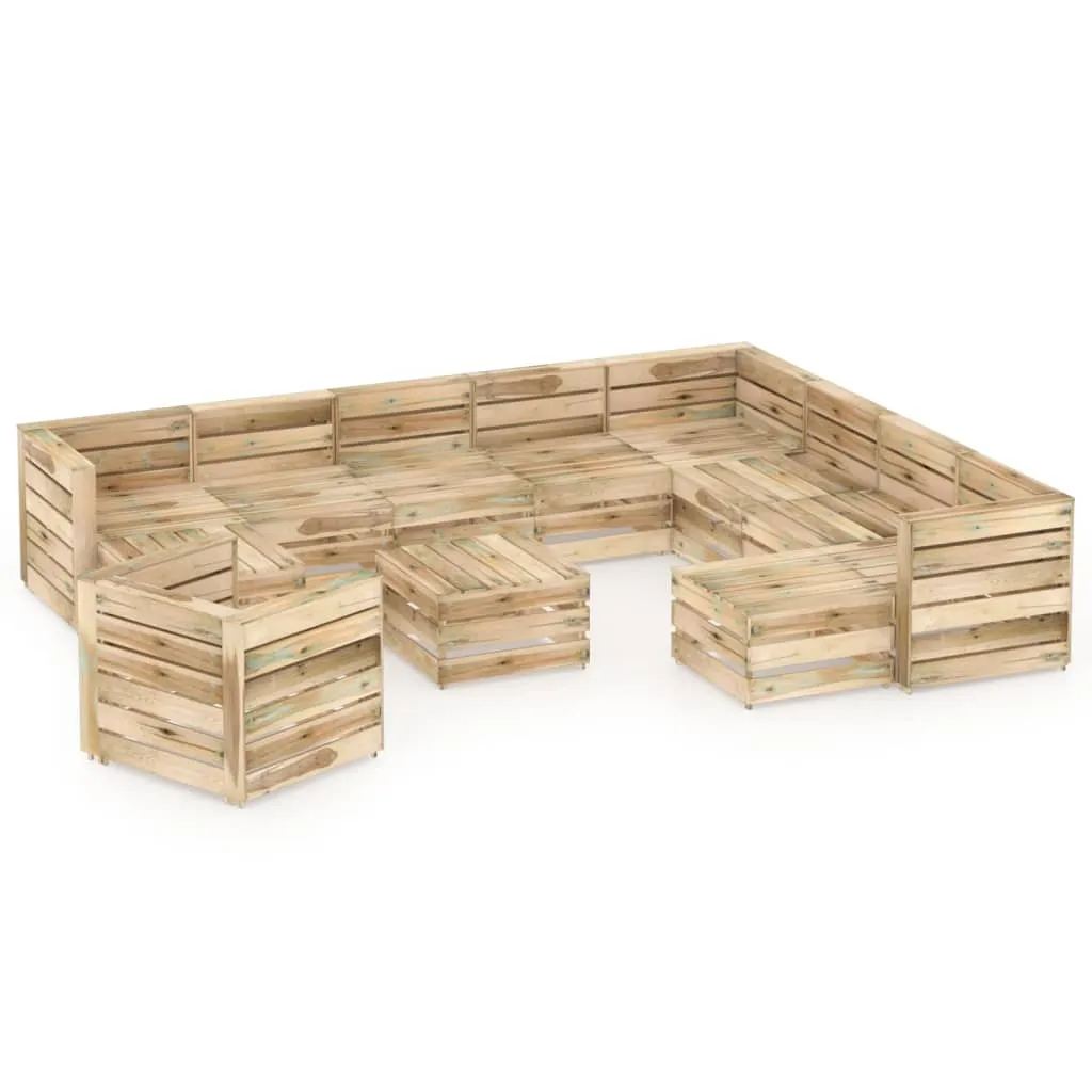 vidaXL Set Salotto da Giardino 12 pz in Legno di Pino Impregnato Verde