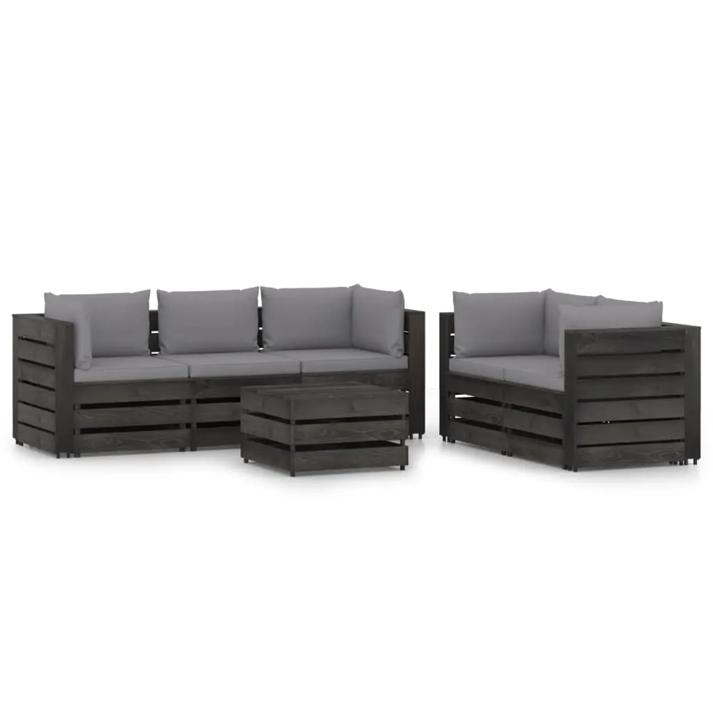 vidaXL Set Salotto da Giardino con Cuscini 6pz Legno Impregnato Grigio