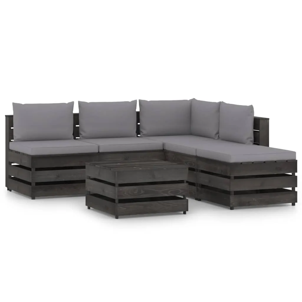 vidaXL Set Salotto da Giardino 6pz con Cuscini Legno Impregnato Grigio